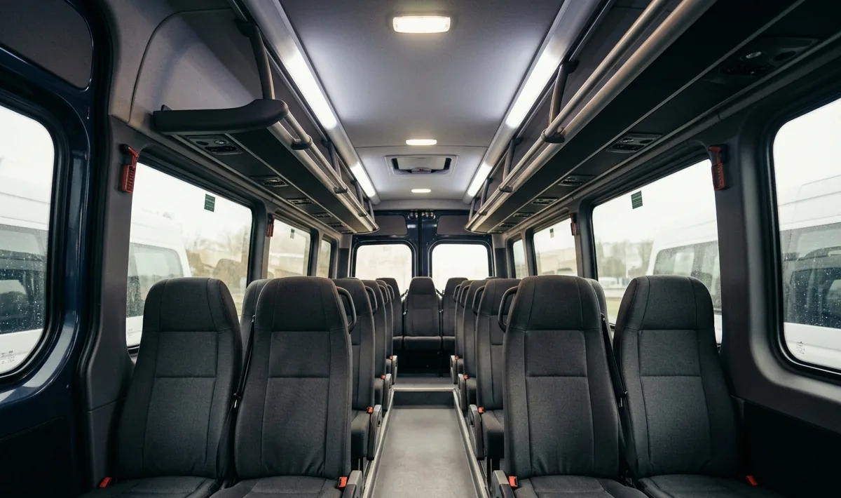 Mini Bus interior showing seating layout