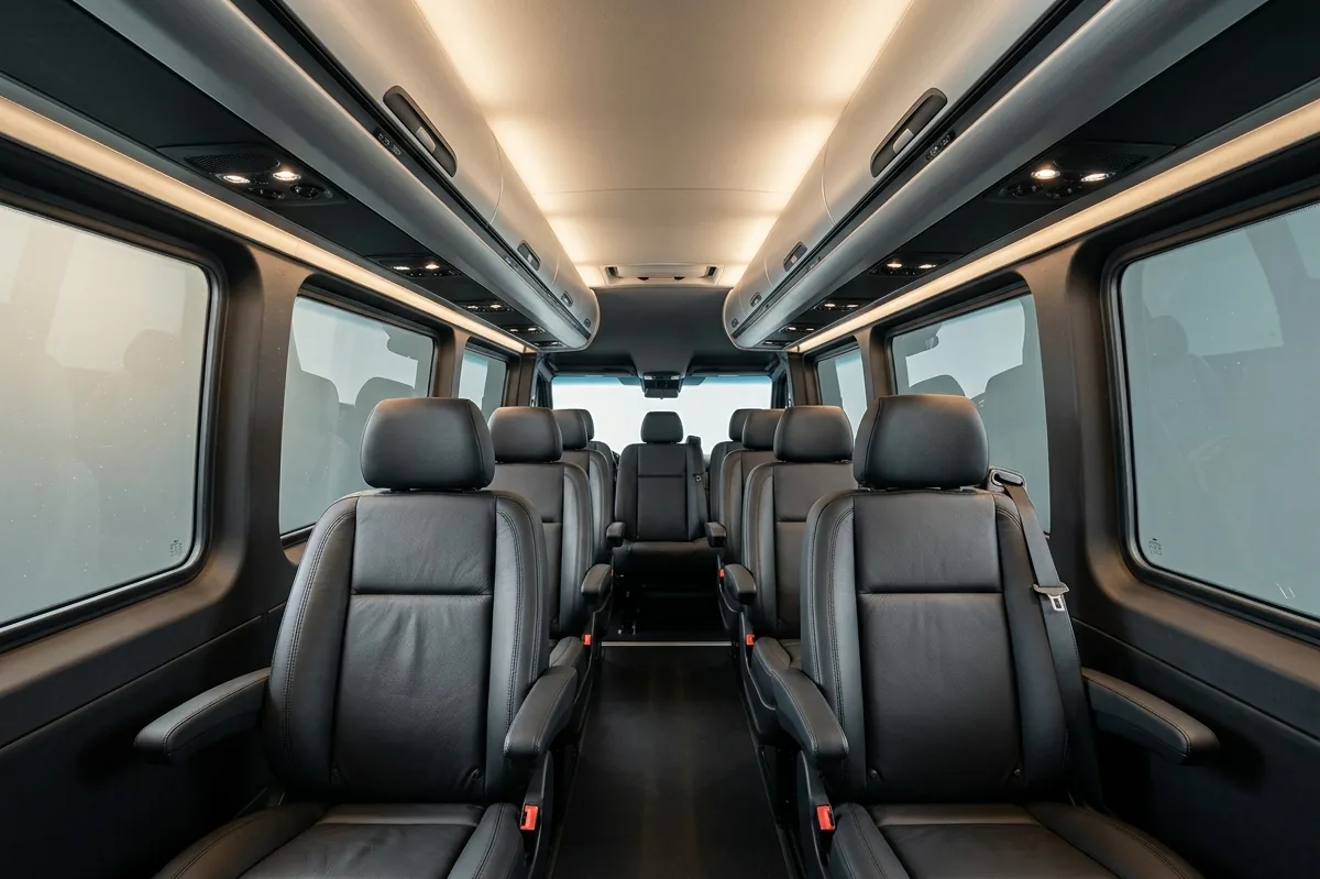 Sprinter Van interior showing seating layout