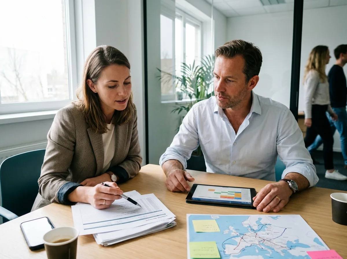 DMC account manager and Managed Charter coordinator reviewing a charter program plan together